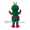 Caterpillar Mascot Costume in Green with Red Feet and Antennae
