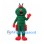 Caterpillar Mascot Costume in Green with Pink Bow and Red Feet