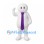 White Character Mascot Costume with Purple Neck Tie and Round Head