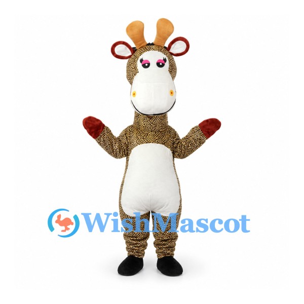 Giraffe Mascot Costume in Brown with White Muzzle and Belly