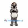 Hedgehog Mascot Costume in Gray with White Belly and Black Bow