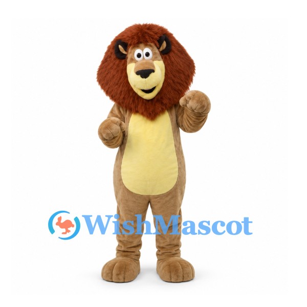 Lion Mascot Costume in Tan with Brown Mane