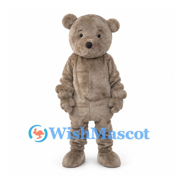 Bear Mascot Costume in Gray with Round Belly