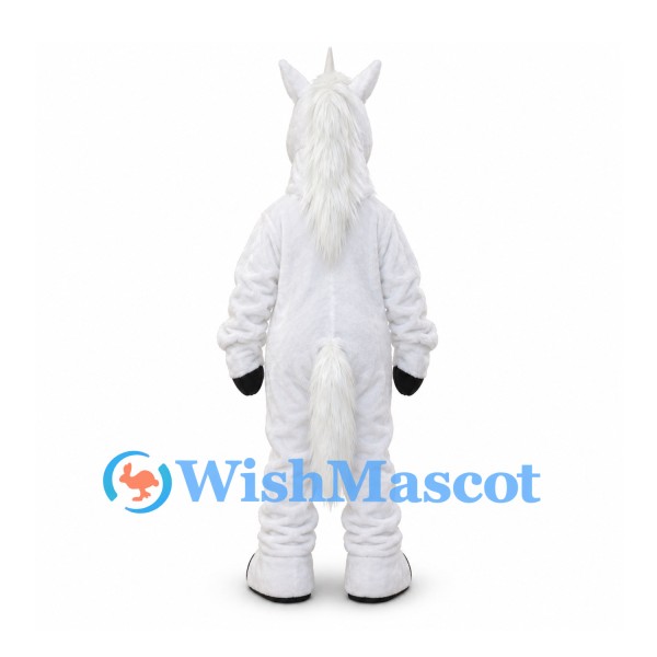Unicorn Mascot Costume in White with Long Mane