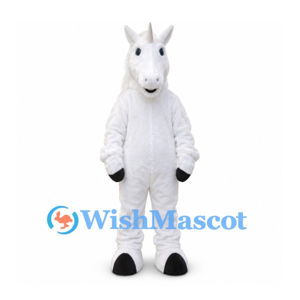 Unicorn Mascot Costume in White with Long Mane