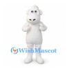Sheep Mascot Costume in White with Rounded Muzzle