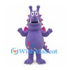 Dragon Mascot Costume in Purple with Pink Spines and Belly Spots