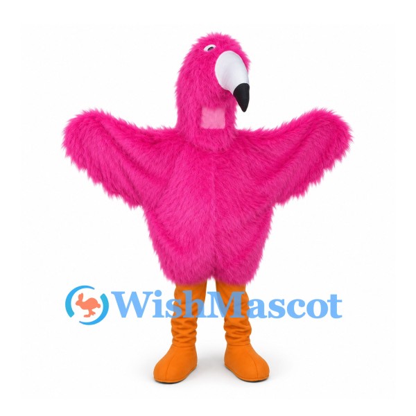 Flamingo Mascot Costume in Pink with Broad Wings