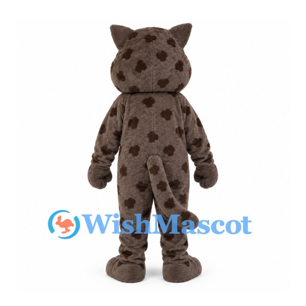 Leopard Mascot Costume in Gray Brown with Dark Spots