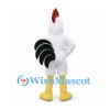 Rooster Mascot Costume in White with Black Tail Feathers