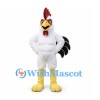 Rooster Mascot Costume in White with Black Tail Feathers