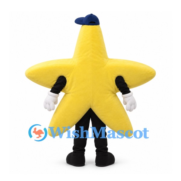 Star Mascot Costume in Yellow with Blue Cap