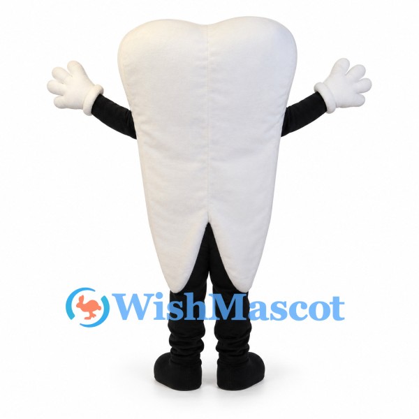 Tooth Mascot Costume in White with Smiling Face