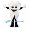 Tooth Mascot Costume in White with Smiling Face