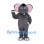 Elephant Mascot Costume in Gray with Pink Ears
