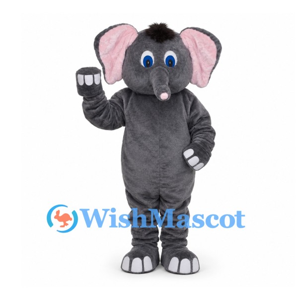 Elephant Mascot Costume in Gray with Pink Ears