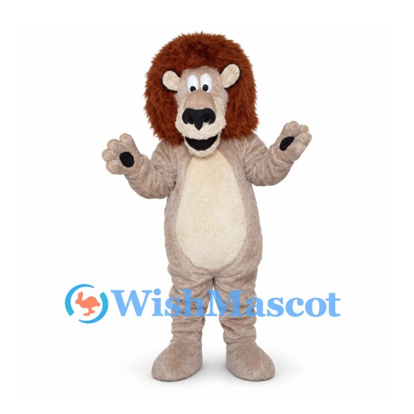 Lion Mascot Costume in Cream with Brown Mane