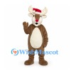 Reindeer Mascot Costume in Brown with Santa Hat