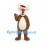 Reindeer Mascot Costume in Brown with Santa Hat