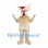 Reindeer Mascot Costume in Cream with Santa Hat