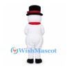 Snowman Mascot Costume with Black Top Hat and Red Scarf