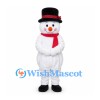 Snowman Mascot Costume with Black Top Hat and Red Scarf