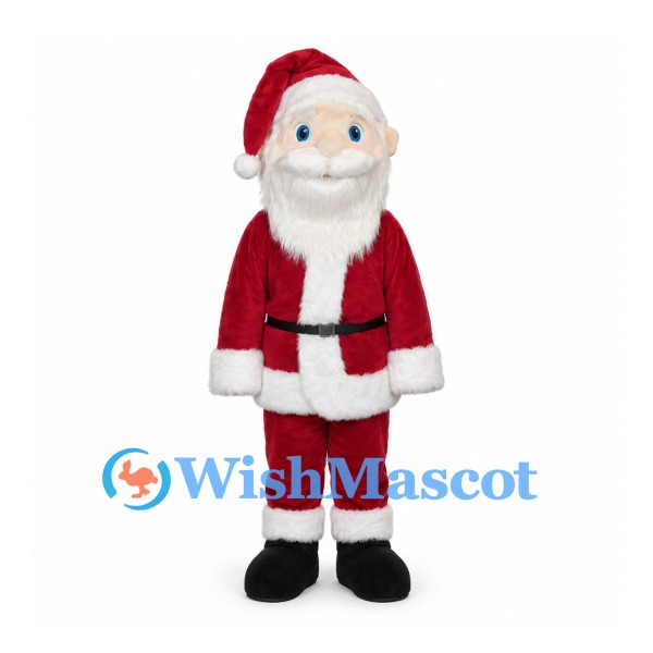 Santa Claus Mascot Costume with Red Suit and White Beard