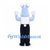 Rabbit Mascot Costume in Pale Blue with White Shirt and Black Pants
