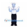 Rabbit Mascot Costume in Pale Blue with White Shirt and Black Pants