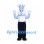 Rabbit Mascot Costume in Pale Blue with White Shirt and Black Pants