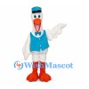Goose Mascot Costume with Blue Vest and Top Hat