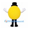 Smiley Face Mascot Costume in Yellow with Black Top Hat
