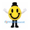 Smiley Face Mascot Costume in Yellow with Black Top Hat