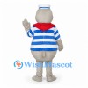 Sailor Bear Mascot Costume with Blue Striped Shirt and Red Scarf