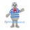 Sailor Bear Mascot Costume with Blue Striped Shirt and Red Scarf