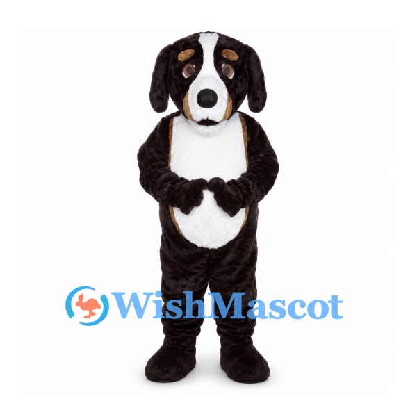 Dog Mascot Costume in Dark Brown with White Face Stripe