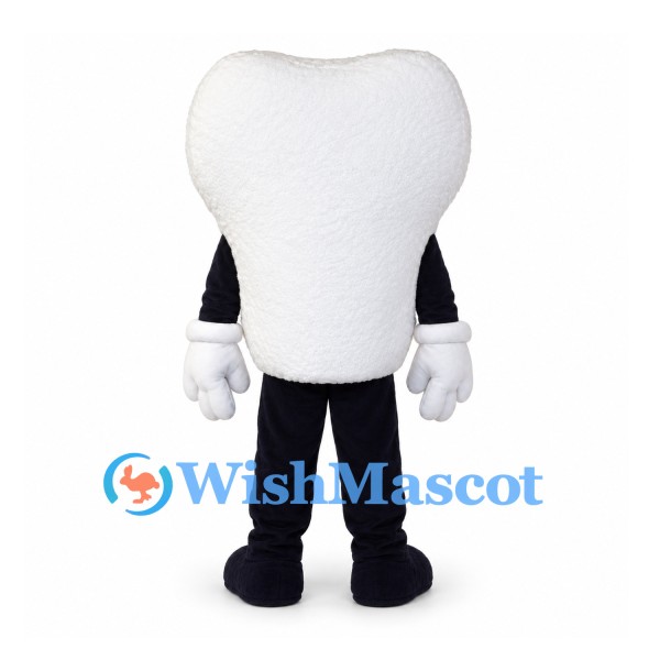 Tooth Mascot Costume with Blue Eyes and Wide Smile
