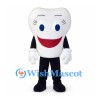 Tooth Mascot Costume with Blue Eyes and Wide Smile