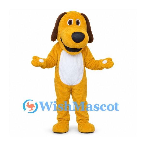 Dog Mascot Costume in Yellow with Brown Ears