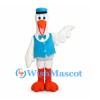 Goose Mascot Costume with Blue Vest and Top Hat