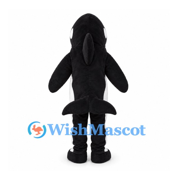 Killer Whale Mascot Costume in Black with White Belly