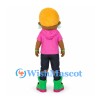 Woman Mascot Costume with Pink Hoodie and Green Boots