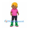 Woman Mascot Costume with Pink Hoodie and Green Boots