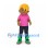 Woman Mascot Costume with Pink Hoodie and Green Boots