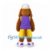 Dog Mascot Costume with Purple Shirt and Yellow Shorts