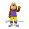 Dog Mascot Costume with Purple Shirt and Yellow Shorts