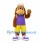 Dog Mascot Costume with Purple Shirt and Yellow Shorts