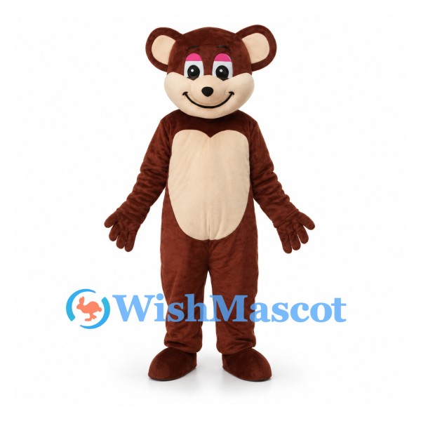 Monkey Mascot Costume in Brown with Pink Brow Detail