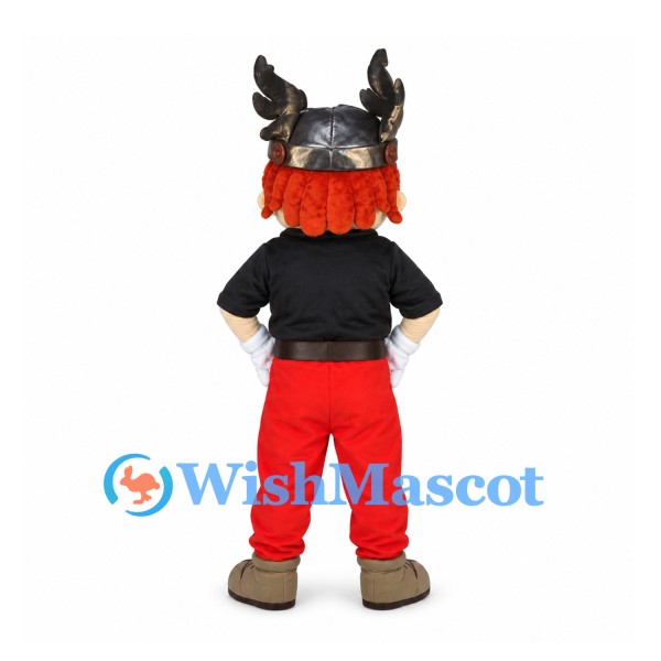 Viking Mascot Costume with Winged Helmet and Red Pants