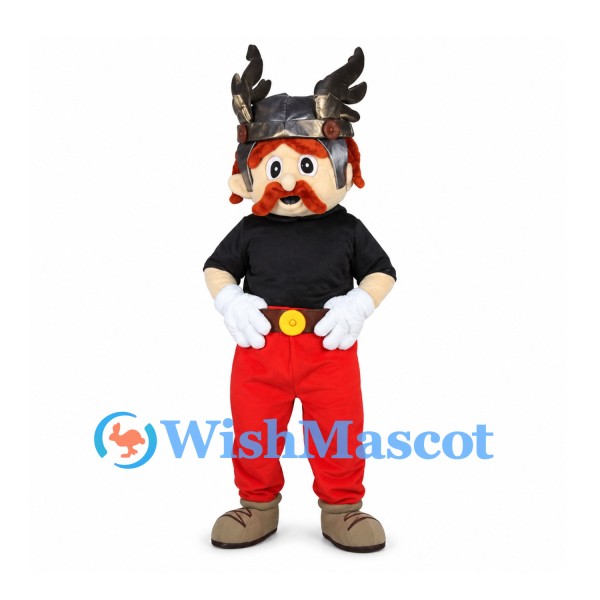 Viking Mascot Costume with Winged Helmet and Red Pants